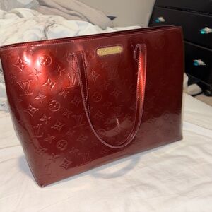 Louis Vuitton Red Vernis Tote Bag with Monogram